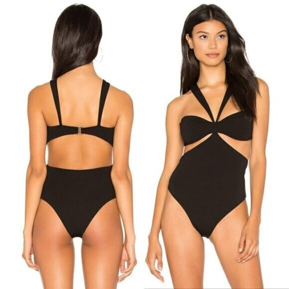 h:ours Twist Bandeau Bodysuit in Black